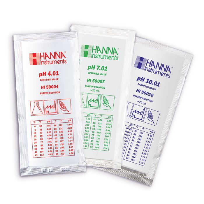 HI77400P pH 4.01 and 7.01 Calibration Buffer Sachets (10 x 20mL,  5 Each)